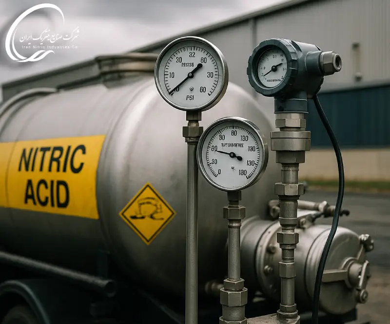 پایش دما و فشار داخل تانکر های اسید نیتریک
